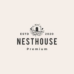 Wall Mural - nest house hipster vintage logo vector icon illustration