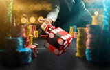 Fototapeta Boho - Man gambling at the craps table at the casino