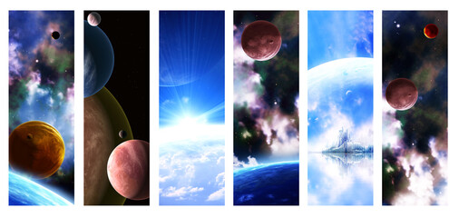 Wall Mural - collection of space banners
