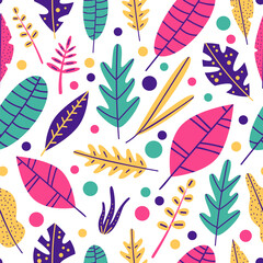 Seamless pattern texture with tropical leaves