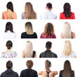© sharplaninac - Collage of many different males and females hair styles from back view isolated on white background.