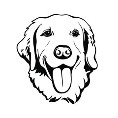 Labrador Retriever. Line art. Template. Close-up. Clip art. Hand Painting. Ink. Black and white.