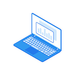 Wall Mural - cartoon laptop with financial chart and graph