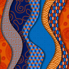 Poster - Paper cut shapes design pattern. Seamless vector geometric pattern. Patchwork block layered style.