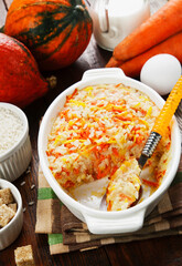 Canvas Print - Pumpkin casserole with carrot and rice