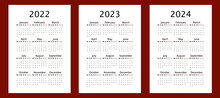 Yearly Calendar For 2022 2023 2024 Years, Vertical A4 Format, Week Starts Monday. Annual Calendar Template For Business And Office. Big Letter Size Wall Calendar. Annual Planner With Blank Frame