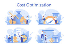 Cost Optimization Concept Set. Idea Of Financial And Marketing Strategy