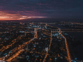 beautiful night city from above