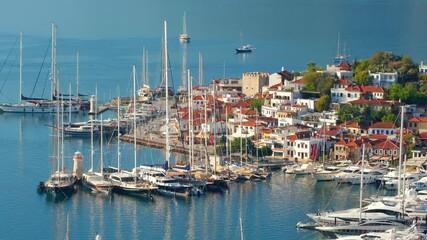 Wall Mural - Luxury yachts in Datca harbour at sunny day, Turkey