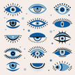 Evil eye. Tribal ornamental ethnic graphic greece traditional sketch vector elements. Illustration eye religion tattoo, amulet mystical