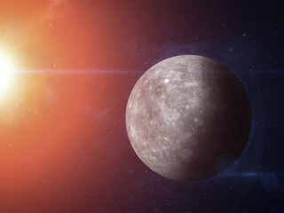 Wall Mural - mercury planet and sun. elements of this image furnished by nasa.