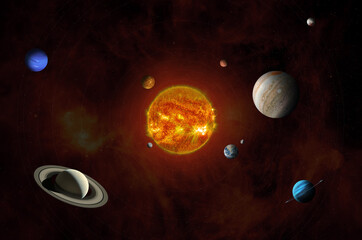 Wall Mural - Solar system. Elements of this image furnished by NASA. 