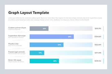 Fototapete - Statistics column horizontal graph layout template with place for your content. Flat design, easy to use for your website or presentation.