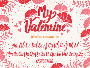 Poster - Font Valentine’s day. Typography alphabet with colorful cute illustrations.