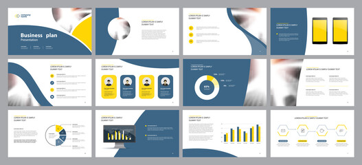 Fototapete - presentation design template and page layout design for brochure ,book , ,annual report and company profile , with info graphic elements design