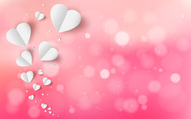 Wall Mural -  flying  hearts Abstract background. Valentines day concept