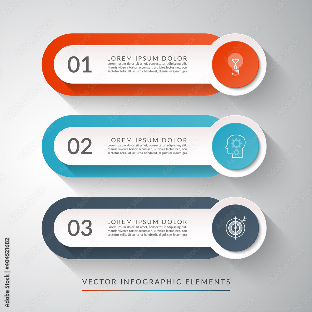 Three Step Process Visual 3-step process chart for infographics. Clean colorful vector template ...
