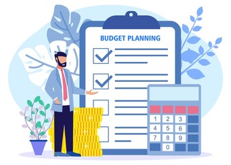 Illustration vector graphic cartoon character of budget planning