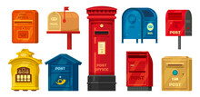 Set Of Isolated Retro Mailbox Or Vintage Post Box