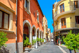 Fototapeta  - Cityscape with main street Corso Umberto . Taormina, Sicily, Italy