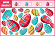 Educational mathematical game. Count the number of easter eggs. Count how many easter eggs. Counting game for children.