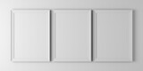 Fototapeta  - Empty frames on the wall, mock-up, 3d illustration