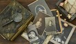 Leinwandbild Motiv  Still-life with old photo album and historical photos of family