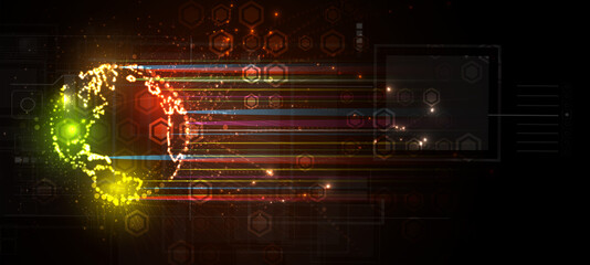 Technology data background, idea of global business solution