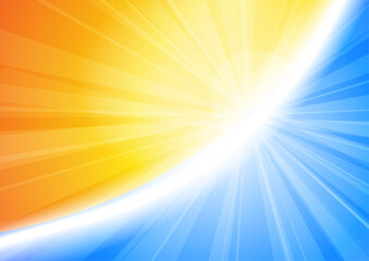 Wall Mural - Vector : Yellow and blue with sun shining