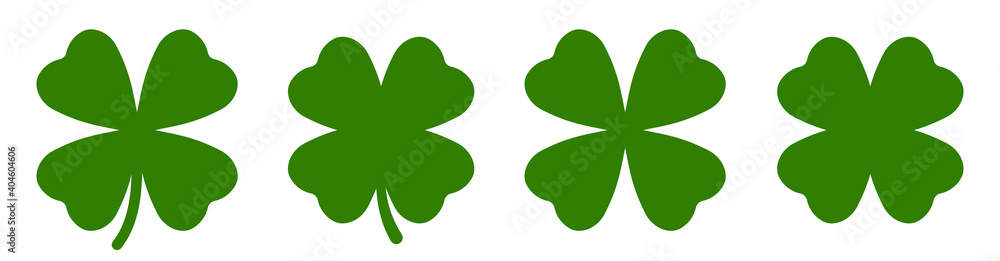 Four leaf clover simple icon set vector - obrazy, fototapety, plakaty 