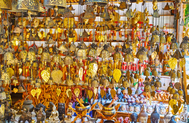 Wall Mural - Burmese bells in market stall, Htilominlo Temple, Bagan, Myanmar