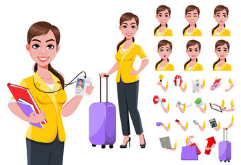 Sticker - Young beautiful business woman cartoon character