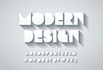 Aufkleber - Vector minimalistic modern alphabet in flat design. Stylized geometric letters with shadows on the white background. Elegant 3D abstract font for your design and logos.