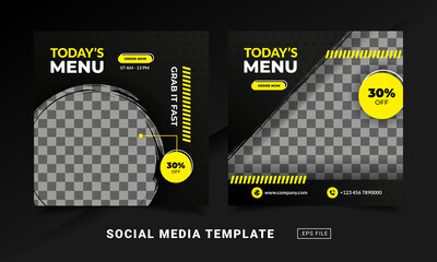 Wall Mural - Flyer or social media post themed restaurant menu template