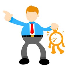 Wall Mural - businessman pick time clock cartoon doodle flat design style vector illustration