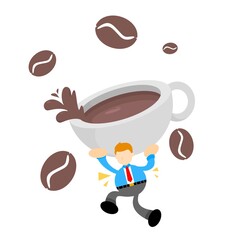 Wall Mural - businessman and drink coffee beverage cartoon doodle flat design style vector illustration