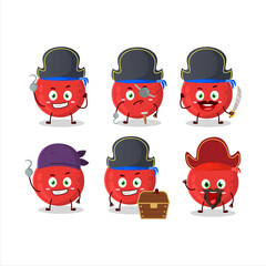 Wall Mural - Cartoon character of red berry with various pirates emoticons