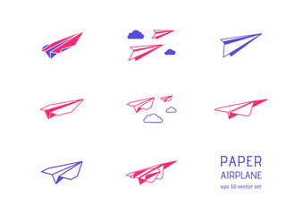 Wall Mural - Paper plane - vector icons set