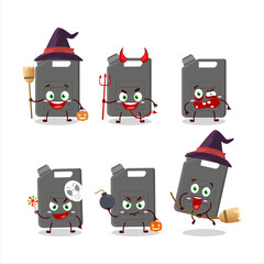 Poster - Halloween expression emoticons with cartoon character of black gasoline tank