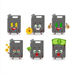 Sticker - Black gasoline tank cartoon character with cute emoticon bring money