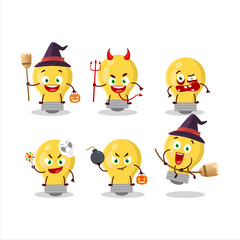 Poster - Halloween expression emoticons with cartoon character of bulb lamp