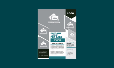 Canvas Print - Real Home for sale flyer design template very modern