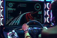 Car Racing Video Game At An Arcade