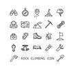 Rock Climbing Sign Thin Line Icon Set. Vector