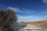 Fototapeta Na sufit - Winter landscape with snowy fields and blue sky