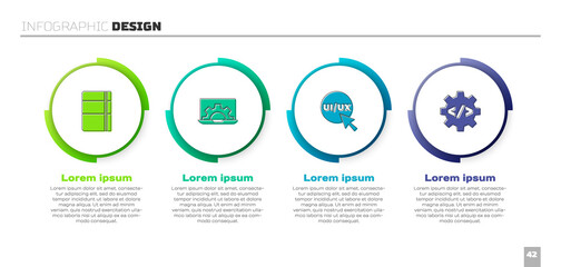 Set Sketchbook or album, Web development, UI UX design and Front end. Business infographic template. Vector.