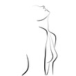 Female Figure Continuous Line Drawing. Woman Body One Line Abstract Portrait. Minimalist Contour Drawing. Vector EPS 10.