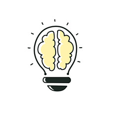 Brain light bulb icon on light background. Vector, illustration.