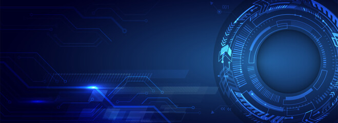 Abstract technology background. Futuristic digital innovation background. Wide Hi-tech communication concept. Modern Sci-fi template.