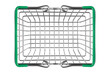 Empty metal shopping basket isolated on white background